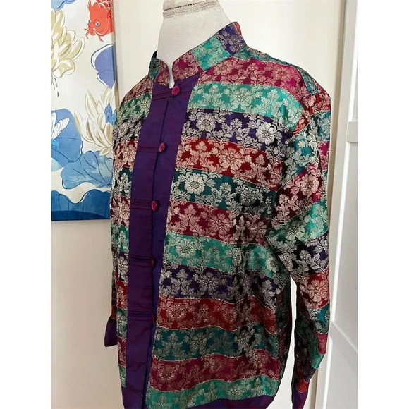 Coldwater Creek Women's Brocade Tibetan Inspired Multicolor Shirt Jacket - L - Picture 1 of 5
